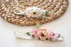 Pink or Ivory & Gold Floral Headband